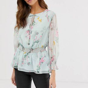 NWT Ted Baker London Klara Ruffle Blouse in Sorbet